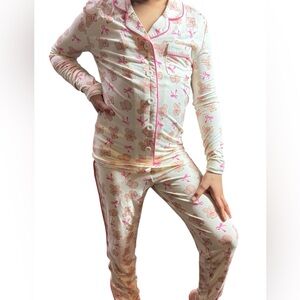 Katie J NYC Pink and White Kids Pajama Set